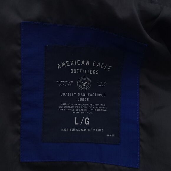 American Eagle Men's Size Large Color Block Blue Orange Full Zip Hooded Jacket - Picture 10 of 12